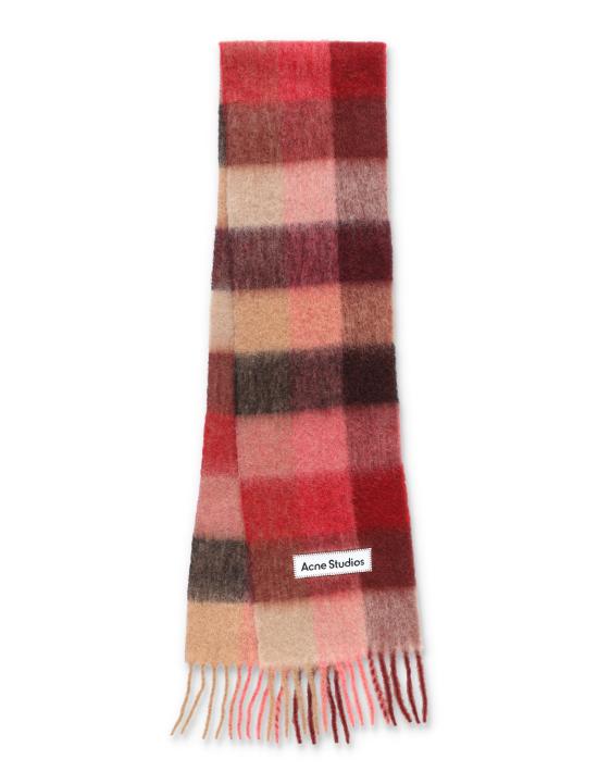 26FW 아크네 스튜디오 모헤어 체크 머플러 CA0084 DXV RED PINK BEIGE - ACNE STUDIOS