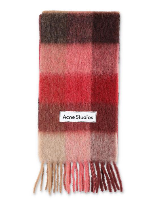 26FW 아크네 스튜디오 모헤어 체크 머플러 CA0084 DXV RED PINK BEIGE
