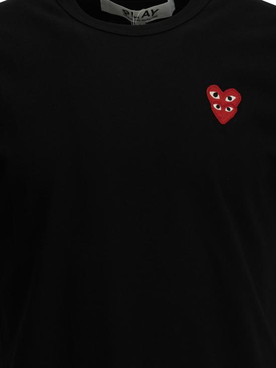 26FW 꼼데가르송 더블하트 와펜 반팔티 AXT2880511BLACK - COMME DES GARCONS