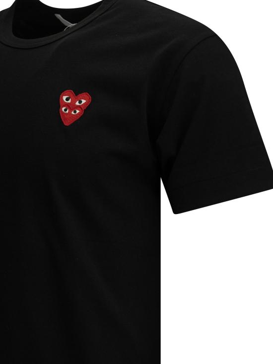 26FW 꼼데가르송 더블하트 와펜 반팔티 AXT2880511BLACK - COMME DES GARCONS