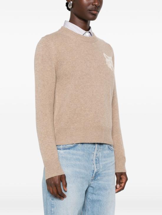 26FW 메종키츠네 폭스 헤드 인타르시아 메리노 스웨터 NW00808KM03290626 BEIGE - MAISON KITSUNE