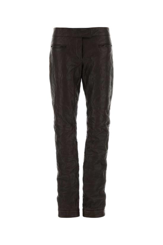 26FW 미우미우 엠보싱 로고 레더 팬츠 MPP421SOOO19E6 F0003 BROWN
