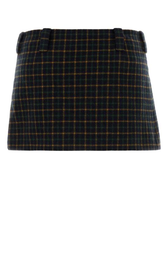 26FW 미우미우 로고 라벨 프레피 미니 스커트 MG2749SOOO19CS F0S8N CHECKED - MIU MIU