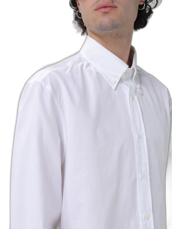 26FW 브루넬로 쿠치넬리 버튼 다운 칼라 슬림핏  트윌  긴팔 셔츠 MBUC41716 C159 WHITE - BRUNELLO CUCINELLI