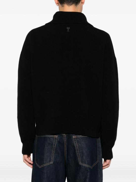 26FW 아미 브라운 하이 버튼 칼라 울 스웨터 UKS885KN0192 001NOIR - AMI