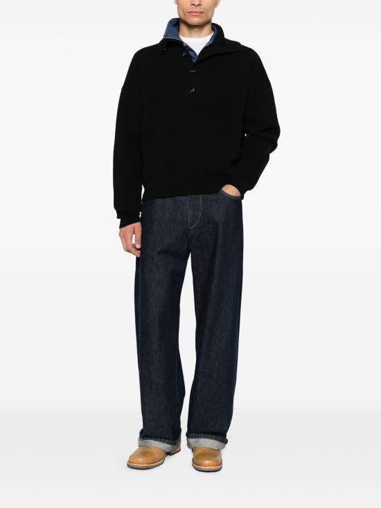 26FW 아미 브라운 하이 버튼 칼라 울 스웨터 UKS885KN0192 001NOIR - AMI