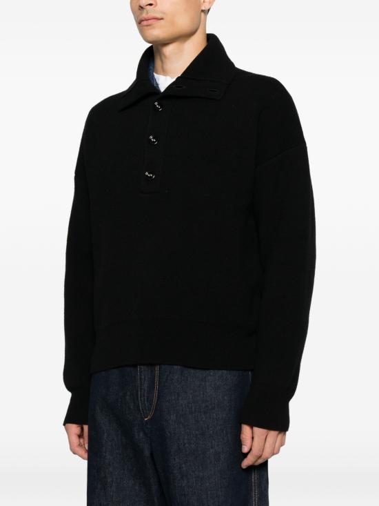 26FW 아미 브라운 하이 버튼 칼라 울 스웨터 UKS885KN0192 001NOIR - AMI