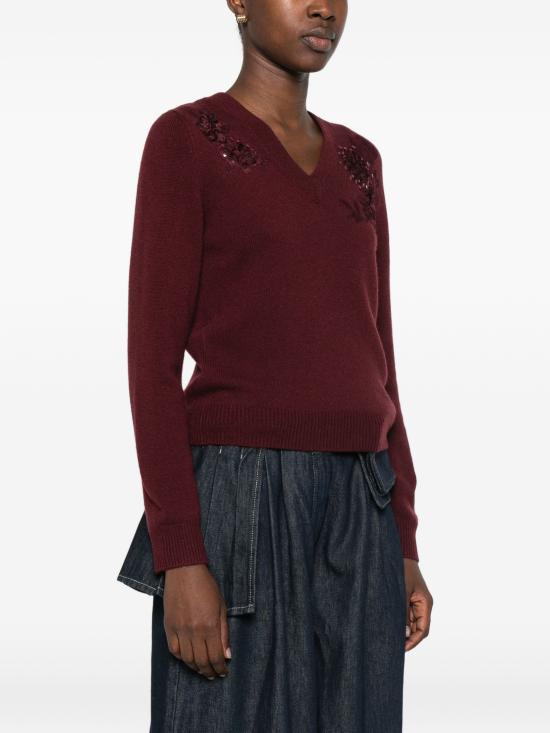 26FW 셀프 포트레이트 스웨터 AW26149TABU BURGUNDY - SELF PORTRAIT