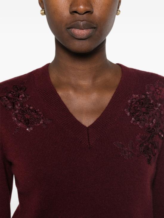 26FW 셀프 포트레이트 스웨터 AW26149TABU BURGUNDY - SELF PORTRAIT