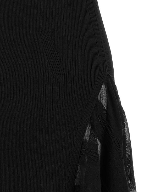 26FW 랑방 원피스 실크와 면 소재의 블랙 드레스 - LANVIN