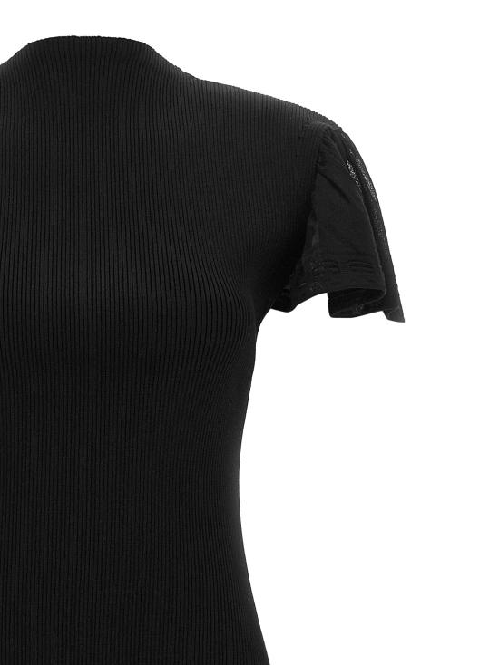 26FW 랑방 원피스 실크와 면 소재의 블랙 드레스 - LANVIN