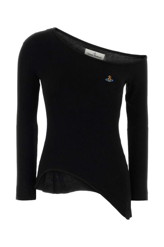 26FW 비비안웨스트우드 Hebo 비대칭 크루넥 반팔 티셔츠 1G01001JJ00BO N401 Black