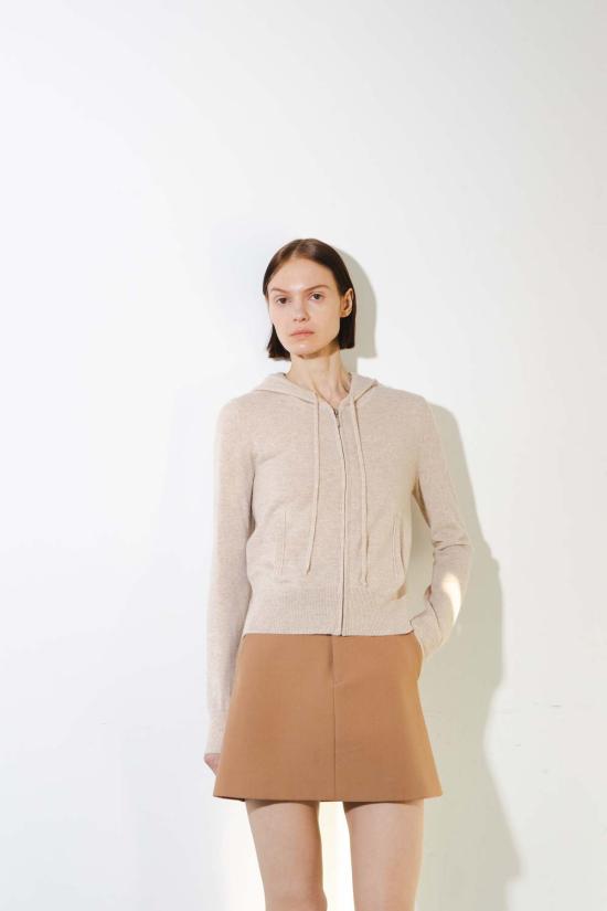  퓨어 캐시미어 엔와이씨 스웨터 퓨어캐시미어 NYC 캐시미어 지퍼 후드티 오트밀 - PURECASHMERE NYC
