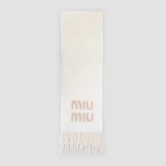 26FW 미우미우 울 모헤어 머플러 5FS0622CQD F0009 WHITE - MIU MIU