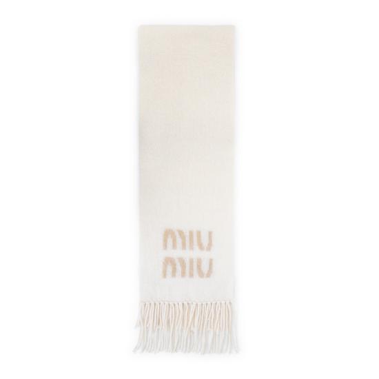 26FW 미우미우 울 모헤어 머플러 5FS0622CQD F0009 WHITE