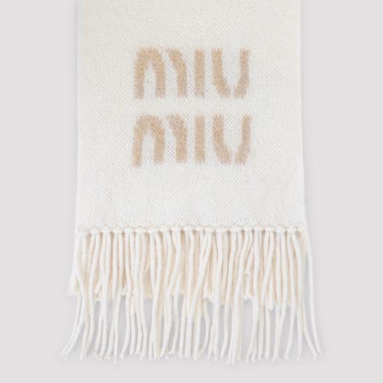 26FW 미우미우 울 모헤어 머플러 5FS0622CQD F0009 WHITE - MIU MIU