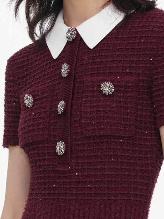 26FW 셀프 포트레이트 미디 원피스 SC26091MBUBURGUNDY ROSSO - SELF PORTRAIT