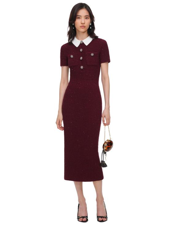 26FW 셀프 포트레이트 미디 원피스 SC26091MBUBURGUNDY ROSSO