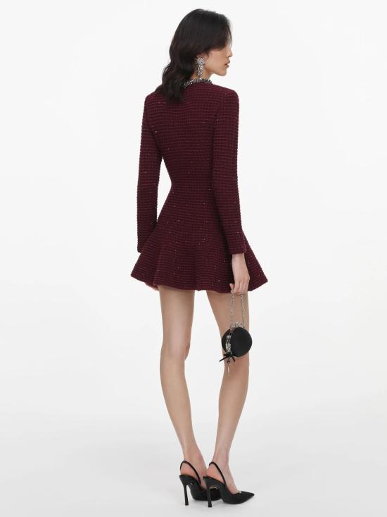 26FW 셀프 포트레이트 미디 원피스 SC26152SBUBURGUNDY ROSSO - SELF PORTRAIT