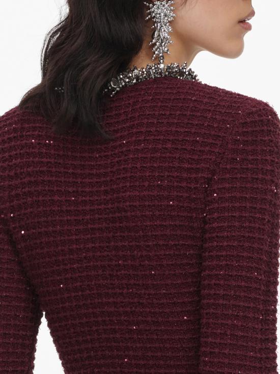 26FW 셀프 포트레이트 미디 원피스 SC26152SBUBURGUNDY ROSSO - SELF PORTRAIT