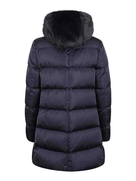  에르노 새틴 & 뉴 레이디 퍼 A셰이프 다운 자킷 PI001934D12170Z9202 BLUE - HERNO