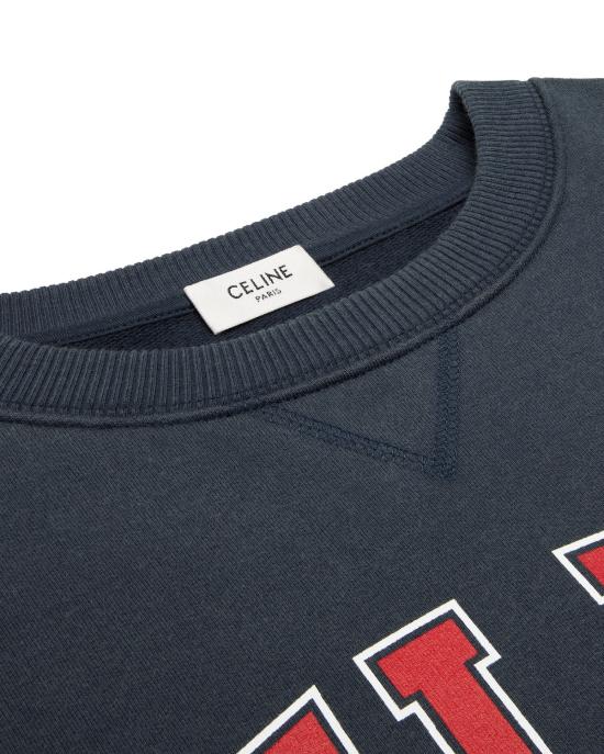 26FW 셀린느 코튼 플리스 루즈 스웨트셔츠 RY0YH1233 07RV NAVYREDWHITE 07RV NAVY RED WHITE - CELINE
