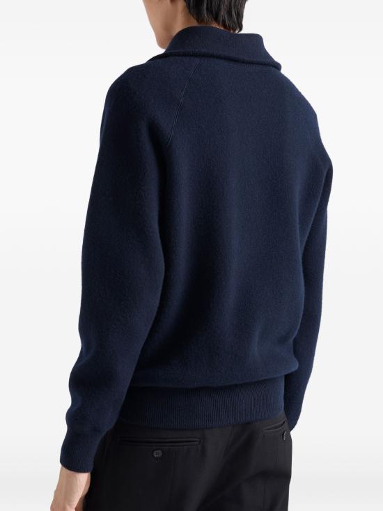 26FW 프라다 울 캐시미어 폴로 스웨터 UMF3986242 F0008 BLEU - PRADA