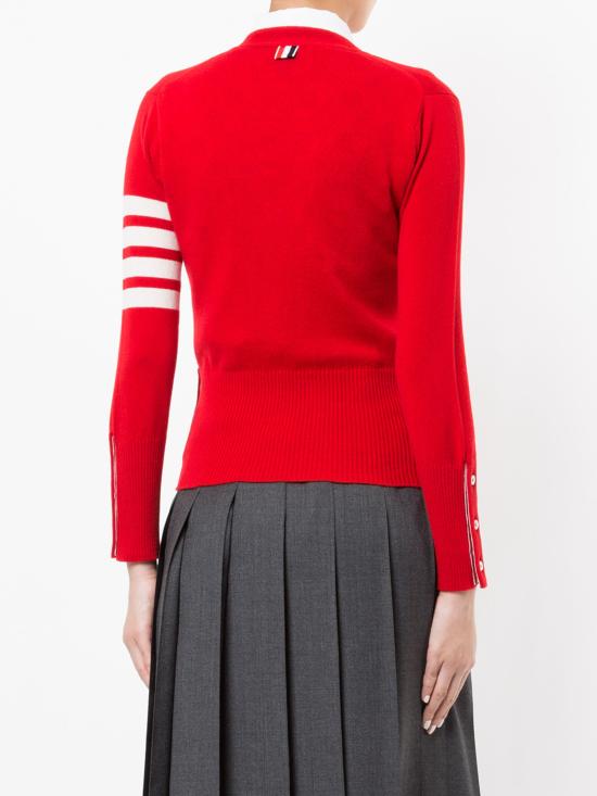 26FW 톰브라운 클래식 캐시미어 4바 브이넥 가디건 FKC001A00011 600 RED - THOM BROWNE