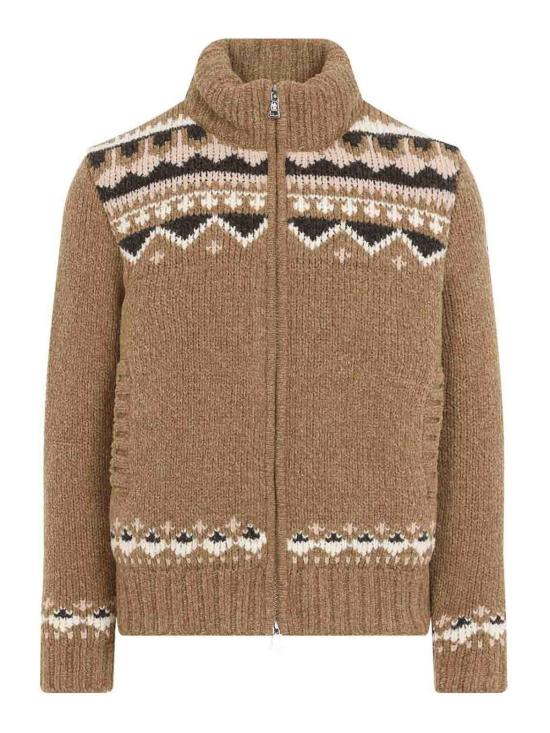 26FW 몽클레어 지오메트릭 부클레 다운 카디건 L20919B00033M7773P22 LIGHT BROWN