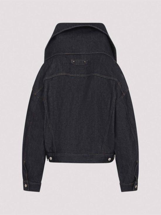 26FW 발렌시아가 스탠딩 카라 크롭 박시 데님 자켓 A00977TVWA44007 MEDIUM WASH - BALENCIAGA