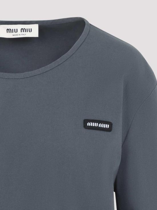 26FW 미우미우 스트레치 포플린 탑 MT2283SOOO6472F063H GREY - MIU MIU