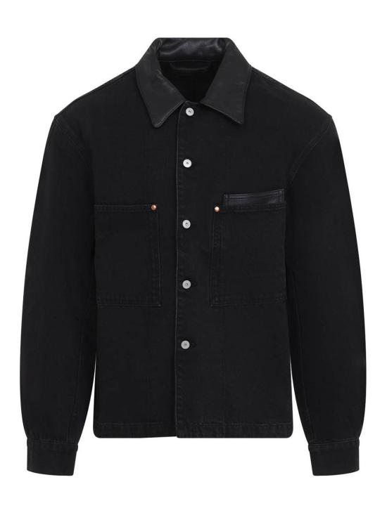 26FW 르메르 레더 칼라 디테일 데님 워크웨어 오버셔츠 SH1310LD1075BK999 BLACK