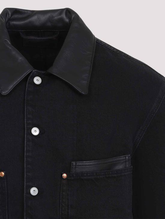 26FW 르메르 레더 칼라 디테일 데님 워크웨어 오버셔츠 SH1310LD1075BK999 BLACK - LEMAIRE