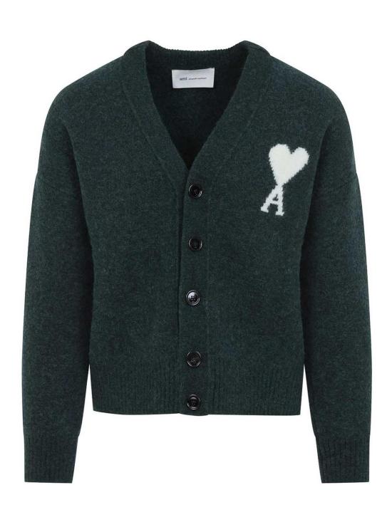 26FW 아미 빅 하트 로고 알파카 니트 가디건 UKC365KN0135A279 GREEN