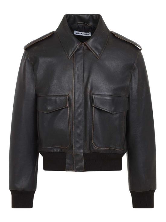 26FW 질샌더 가죽 자켓 J22SW0183J07240001 BLACK