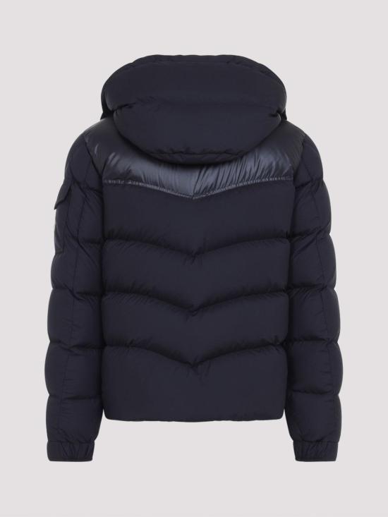 26FW 몽클레어 라벨리스 후드 지그재그 퀼팅 쇼트 다운 재킷 L20911A00218597YW778 DARK BLUE - MONCLER