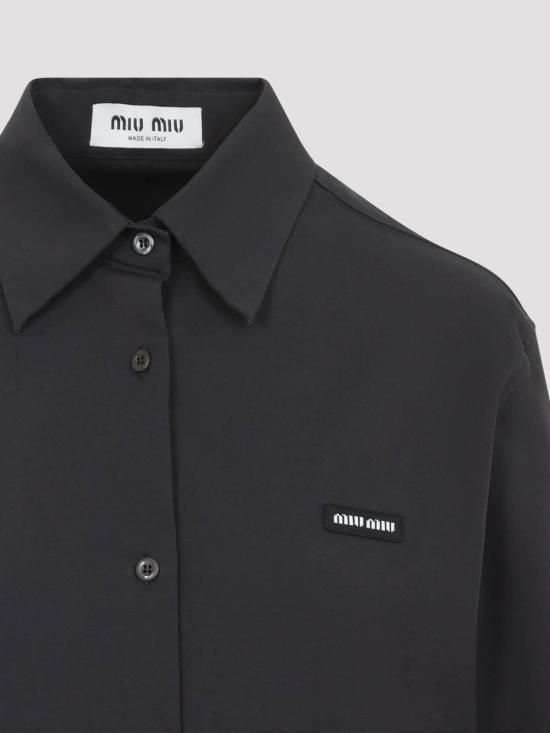 26FW 미우미우 포플린 스트레치 셔츠 MK2061SOOO6472F0002 BLACK - MIU MIU