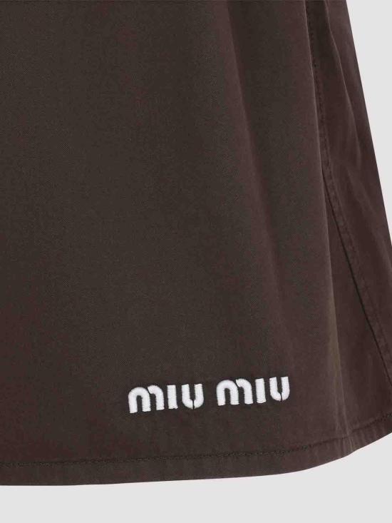26FW 미우미우 워시드 개버딘 스커트 MG2755SOOO19LWF0192 BROWN - MIU MIU
