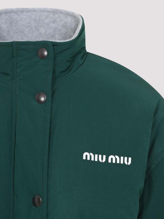 26FW 미우미우 로고 버튼 플리스 자켓 ML1541SOOO6291F0422 GREEN - MIU MIU