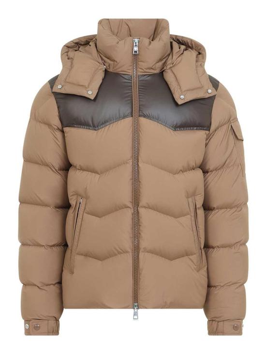 26FW 몽클레어 라벨리스 후드 지그재그 퀼팅 쇼트 다운 재킷 L20911A00218597YW26C BEIGE