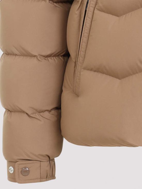 26FW 몽클레어 라벨리스 후드 지그재그 퀼팅 쇼트 다운 재킷 L20911A00218597YW26C BEIGE - MONCLER