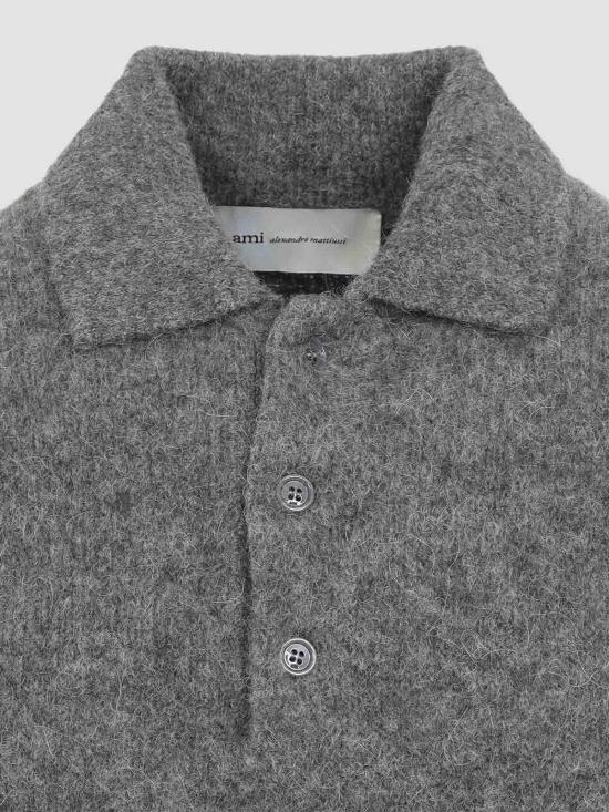 26FW 아미 알파카 아미 롱 슬리브 폴로 스웨터 HPL405KN0021A189 GREY - AMI