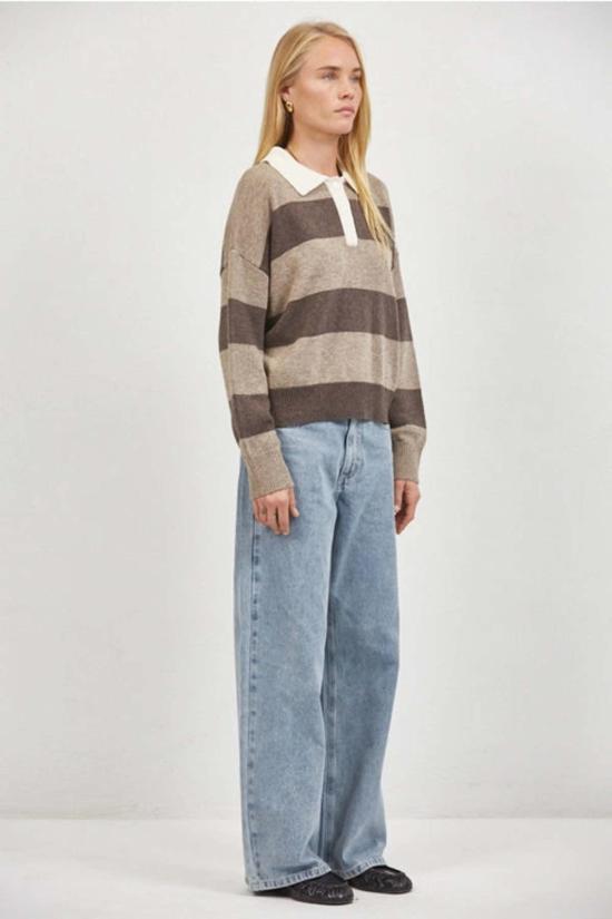  a. ren 스웨터 A. Ren 스트라이프 럭비 셔츠 모카 - OTHER BRANDS