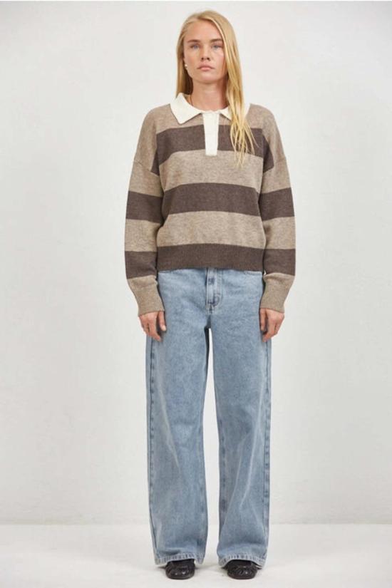  a. ren 스웨터 A. Ren 스트라이프 럭비 셔츠 모카 - OTHER BRANDS