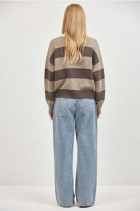  a. ren 스웨터 A. Ren 스트라이프 럭비 셔츠 모카 - OTHER BRANDS