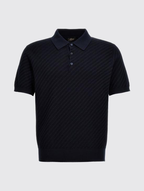 26FW 브리오니 코튼 실크 캐시미어 트라마 위브 폴로 셔츠 UMR20OPAK22 4100 Blue - BRIONI