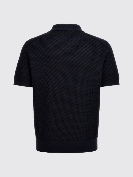 26FW 브리오니 코튼 실크 캐시미어 트라마 위브 폴로 셔츠 UMR20OPAK22 4100 Blue - BRIONI