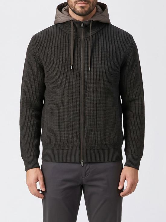26FW 에르노 5게이지 리브 메리노 울 나일론 샤모니 재킷 MC000195U70272 9490 Grey
