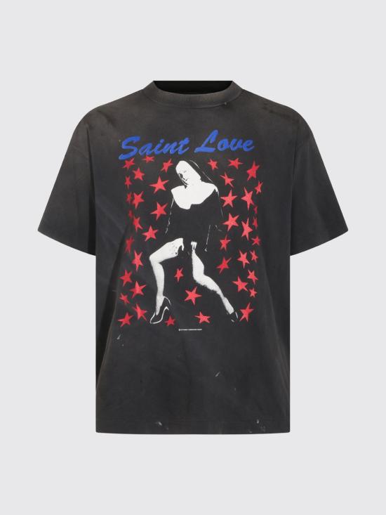 26FW 세인트 미카엘 반팔 티셔츠 SMMK10000006 Black - SAINT MXXXXXX