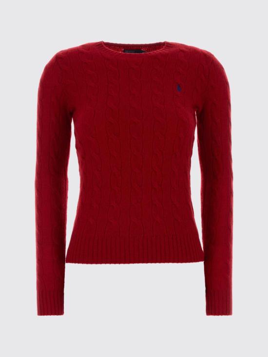 26FW 폴로 랄프로렌 폴로 자수 케이블 니트 스웨터 211971865 505 Red - POLO RALPH LAUREN